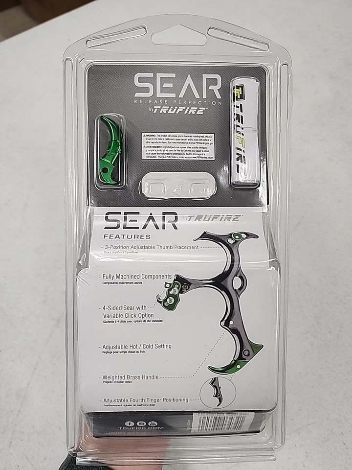 Tru-Fire Sear Hand-Held Archery Compound Bow Hinge Release Green BTG - Image 2 of 2