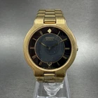 Seiko Watch Men 33mm Black Dial Gold Tone Date Round 5Y39-1029 New Battery