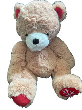 Christmas Beige Teddy Bear Stuffed Plush Animal Embroidered Snowflake Feet