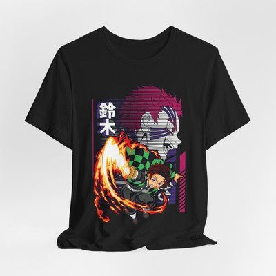 Demon Slayer Akaza and Tanjiro Anime Graphic Unisex Tee, Manga T-Shirt, Japanese
