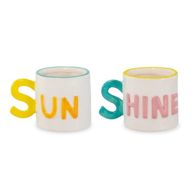 WD LifeStyle Set 2 Kaffeetassen aus Steingut 100 Ml Sun Shine Deko
