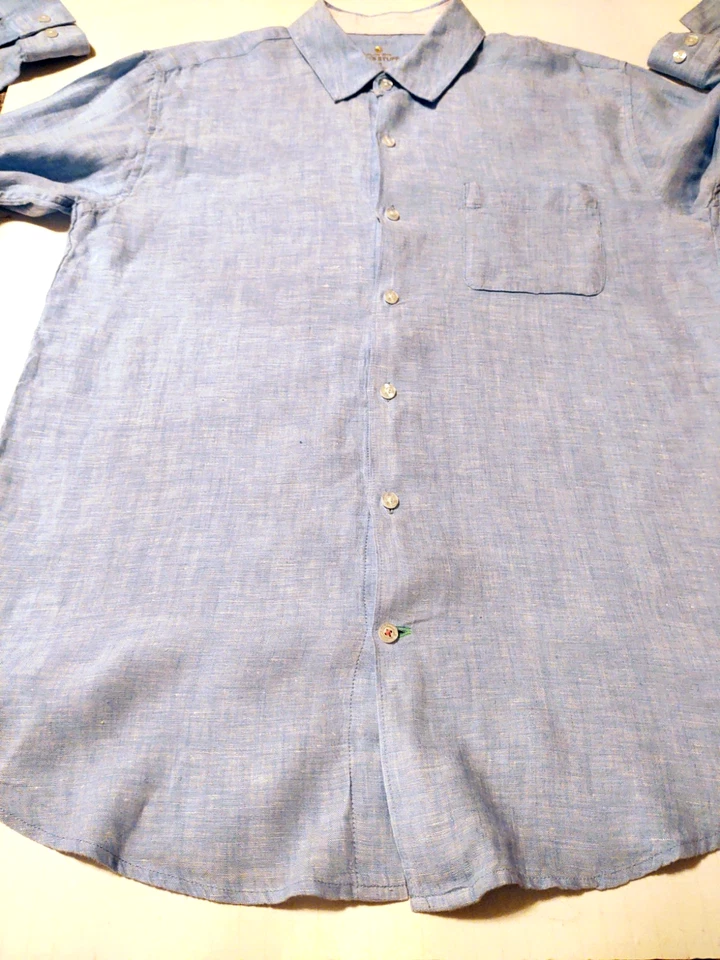 Camisa LILLY PULITZER Para Hombre Botón Frontal 100% LINO (M ADDISON Azul SE ADAPTA A LO GRANDE Foto 3 de 4