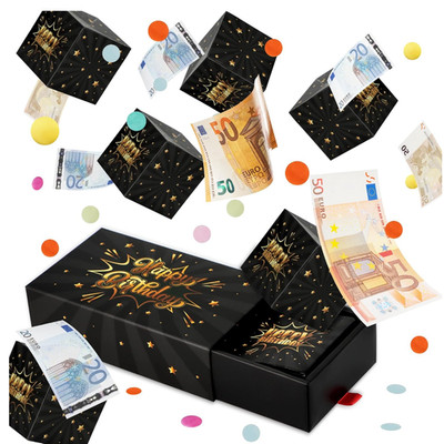 Geldgeschenk Box Geburtstag DIY Ueberraschungsbox Pop Up Explosionsbox Konfetti