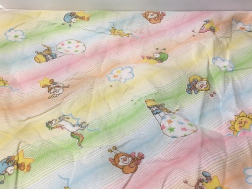 Rainbow Brite Nursery Crib Sheet Vtg 1983 Hallmark Cotton Flannel