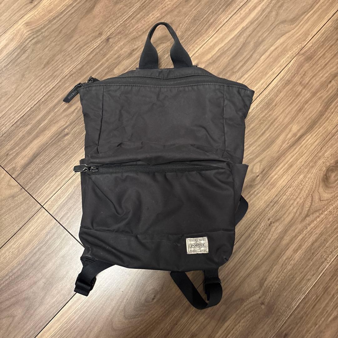 Porter Black Nylon Backpack  adjustable strap zip… - image 1