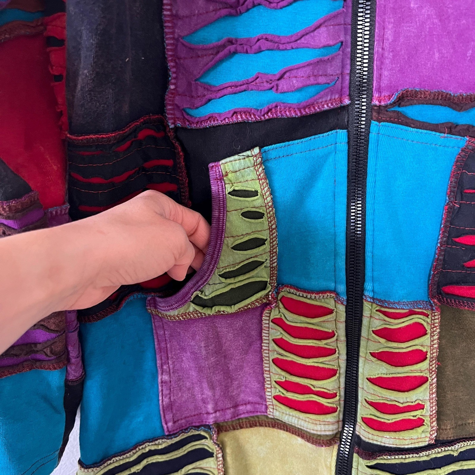 Y2K Patchwork Zip Jacket Psychedelic Festival Coa… - image 10