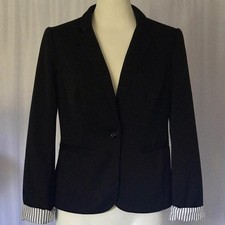 The Limited Black Tailored Blazer Women's Striped Lining Size Small Jacket Lapel