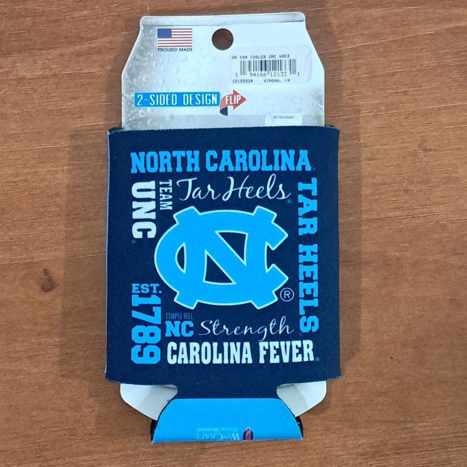 Saltos de alcatrão Carolina do Norte UNC refrigerador de lata 2 lados Koozie - Imagem 2 de 2