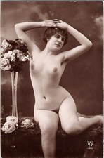 cc Jean Agelou beauty French nude woman original old c1910-1920s photo postcard