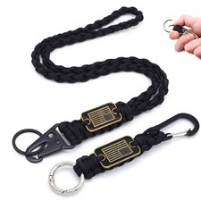Heavy Duty Braided Paracord Lanyard Keychain with USA Flag for Outdoor Use