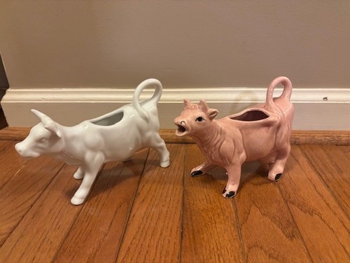 Vintage Ceramic Cow Creamer-Pitchers (2) Made In Japan