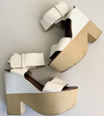 Windsor Smith White Leather Platform Sandals Size 7 | Chunky Heel Boho Minimal