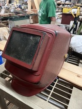 Vintage-Style Red Flip-Front Welding Helmet &mdash; Costume Prop / Parts
