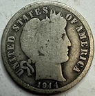 1914 Barber Silver Dime Exact Coin Imaged #BAR223