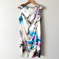 Ann Taylor TALL Watercolor Abstract Print Sleeveless Sheath Dress Size 10T TALL