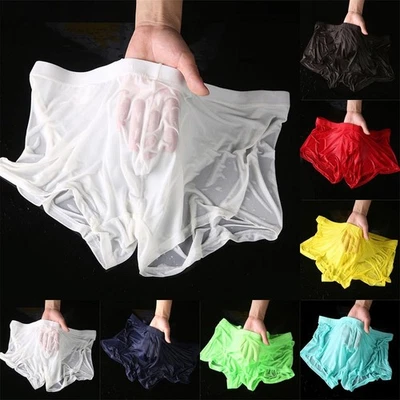 Boxer homme caleçon respirant sexy transparent sous vêtement short L-2XL - Photo 1/4
