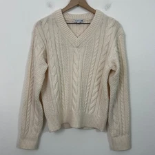 Uniqlo x JW Anderson Cable Knit Sweater Cream V Neck Long Sleeve Womens S