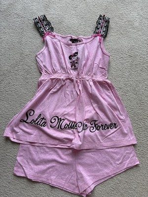 WOMENS MISS BISBIGLI Lounge Wear SHORTS Tank Top Minnie Mouse PINK Sleep Wear S