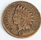 1904 INDIAN HEAD CENT  4 DIAMONDS! A beautiful coin! FREE SHIPPING