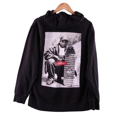 Asphalt Black Graphic Hoodie Eazy E Print Hooded Sweatshirt Womens Medium