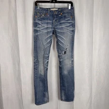 Big Star Womens Jeans Nico 26R Straight Medium Wash Distressed