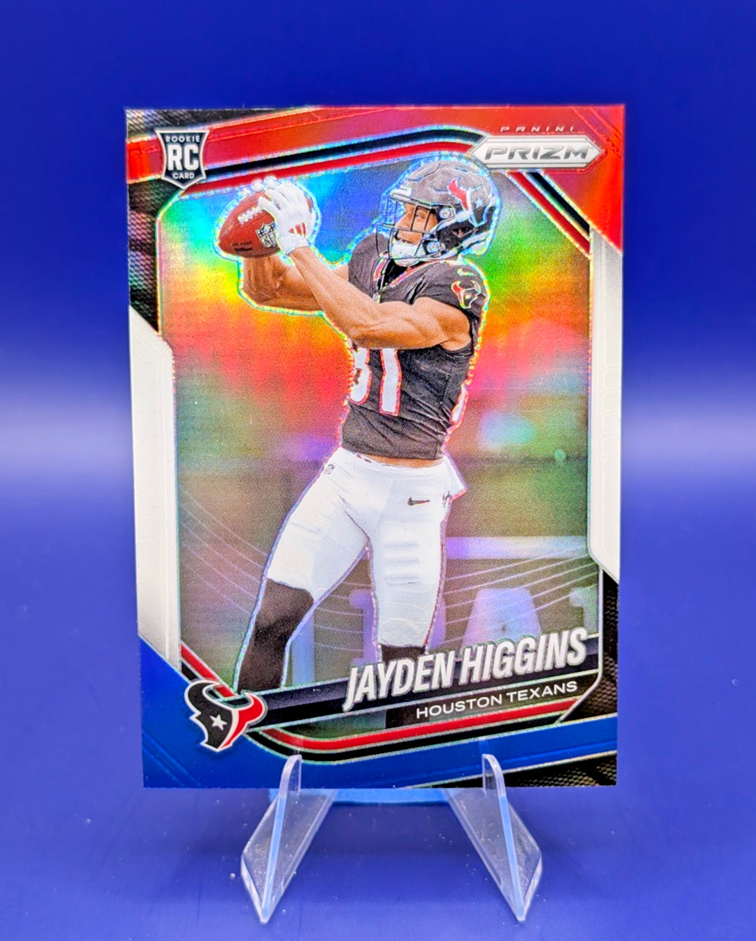 2025 Panini Prizm - Rookies Jayden Higgins #376 Red White & Blue Prizm (RC)
