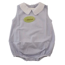 NWT Boutique Romper Kristaben Baby Boy 6-9 M Blue Stripes Cotton Sleeveless