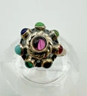 Vintage Mexico .925 Sterling Silver Multi Stone Victorian Style Ring Size 5
