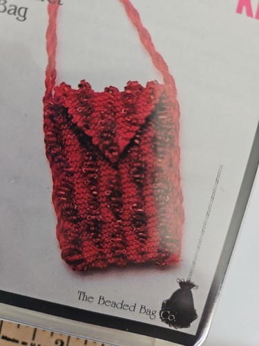 The Beaded Bag BEAD AMULET BAG Knit Kit #110 1-3/4"x2-1/2" PINK DMC 778 NIP - Picture 4 of 4