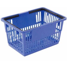 Blue Plastic Shopping Basket with Plastic Handle Large 19-3/8"L X 13-1/4"W X