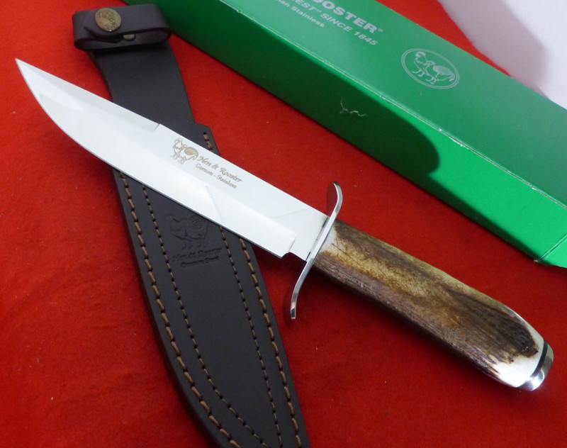 Hen & Rooster Spain HR5008 11.75" stainless Stag Fixed Blade Sheath Knife MINT