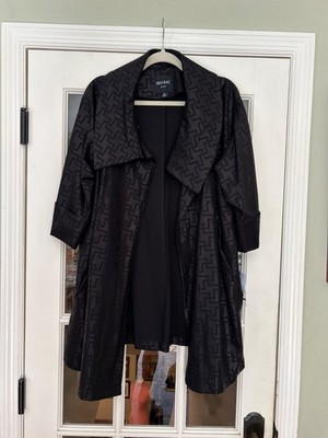 NWT Insight New York Pointe Cowl Coat Black Geometric Mid-Length Size 16