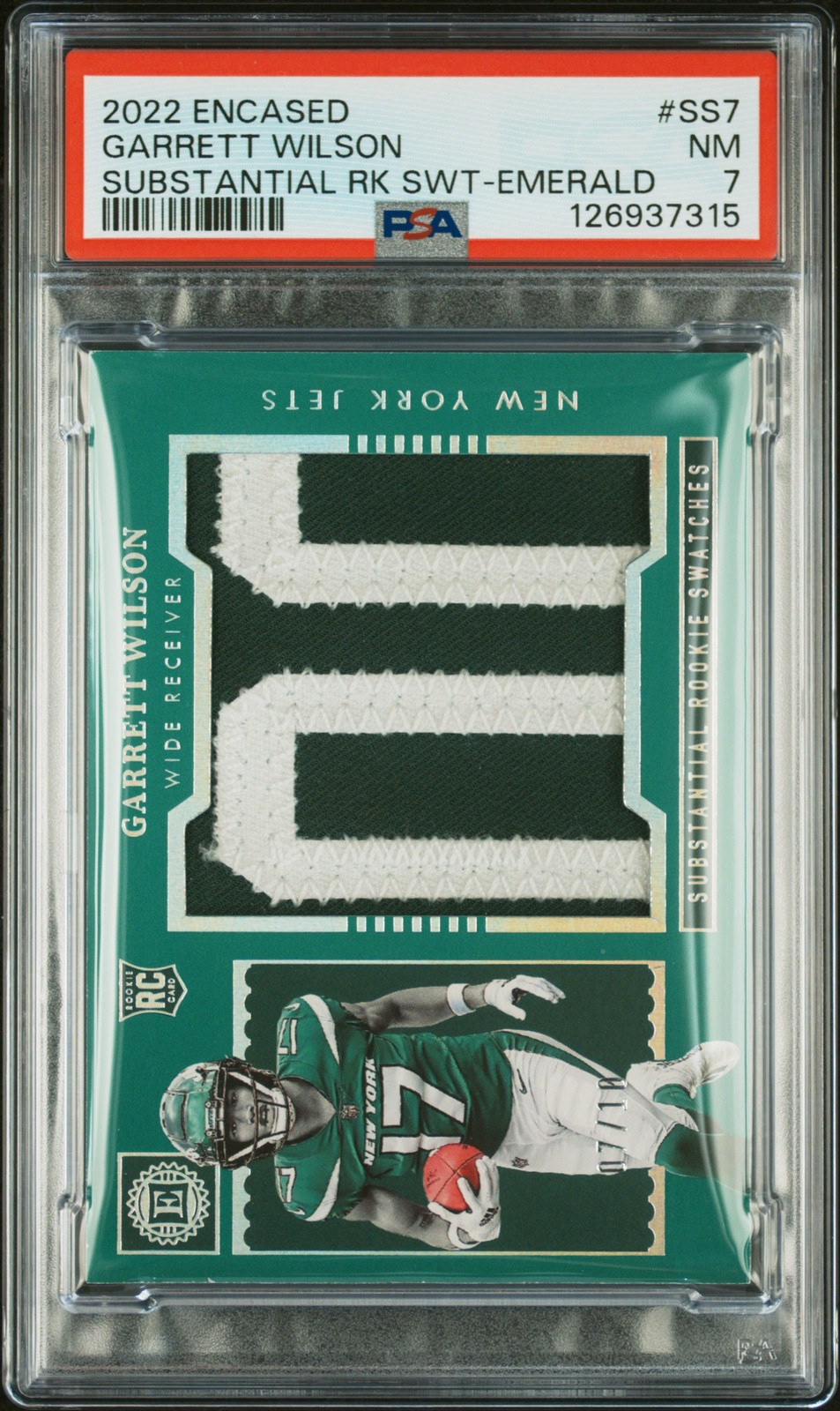Garrett Wilson Panini Encased Substantial Rookie Swatches #SS7 Emerald
