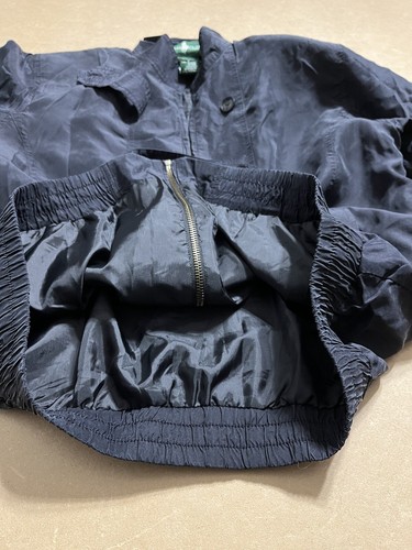 Vtg Hunt Club Multi-Strap Button Silk Bomber Jacket Black Sz M Women's 90's - Picture 7 of 17