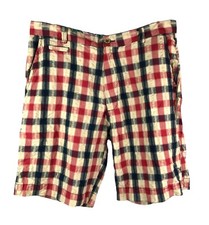 Vintage 1946 Washed Stoned Beaten Men Patchwork Plaid Shorts Size 36