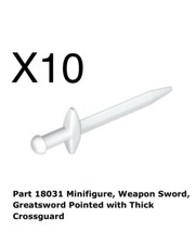 Lego 10 Pieces White Greatsword / Castle / Vikings Mini Figures Sword Weapon