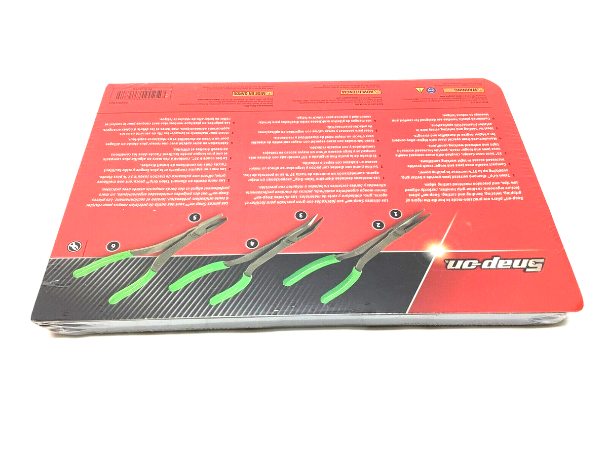 Juego 3 Piezas Snap-on PL308CFG Alicates De Aguja Rectos Y Doblados 8 Pulgadas - Herramientas Profesionales USA