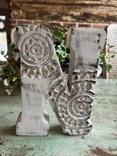Large Free Standing Whitewashed Wood Letter N  EUC