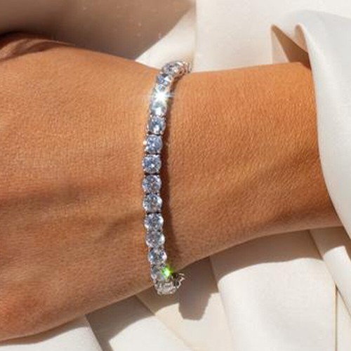 Pulsera Tenis Laboratorio Creado Diamante Acentos Plata 925 7"" Largo· - Imagen 5 de 5