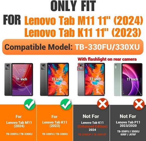 Lenovo Tab M11 Tablet Hülle Sturzsicher Schutz Cover mit Drehbarem Ständer & Gurt - Bild 2 von 46