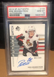 2019-2020 SP Authentic Erik Brannstrom Future Watch Auto Rookie #/999 PSA 10 RC