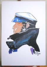 QUADRO "CORTO MALTESE" OLIO/TELA, 70 CM X 100 CM TECNICA MISTA PENNELLO SPATOLA