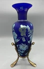 Fenton Art Glass Connoisseur Collection Favrene Cut-back Vase & Stand