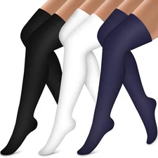 3 Pairs Thigh High Compression Socks Over The Knee Support for Running