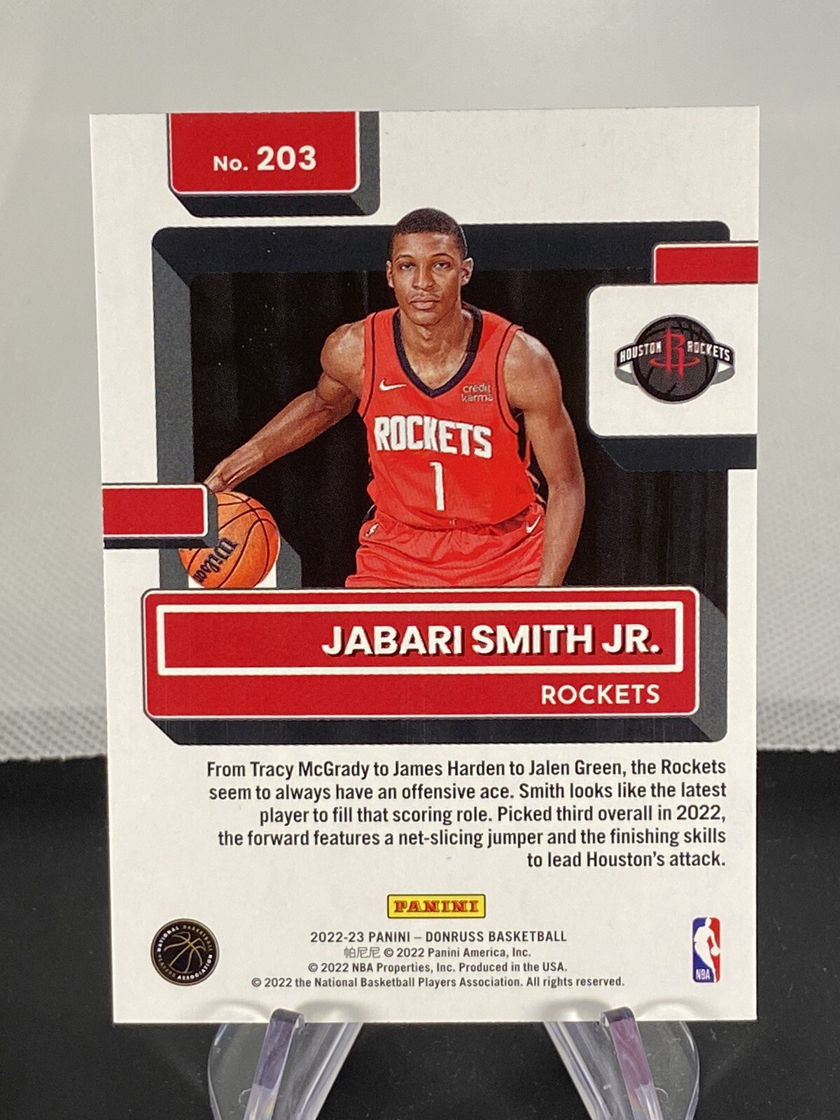 2022 23 Panini Donruss Jabari Smith Jr RC 203 Rated Rookie Houston 
