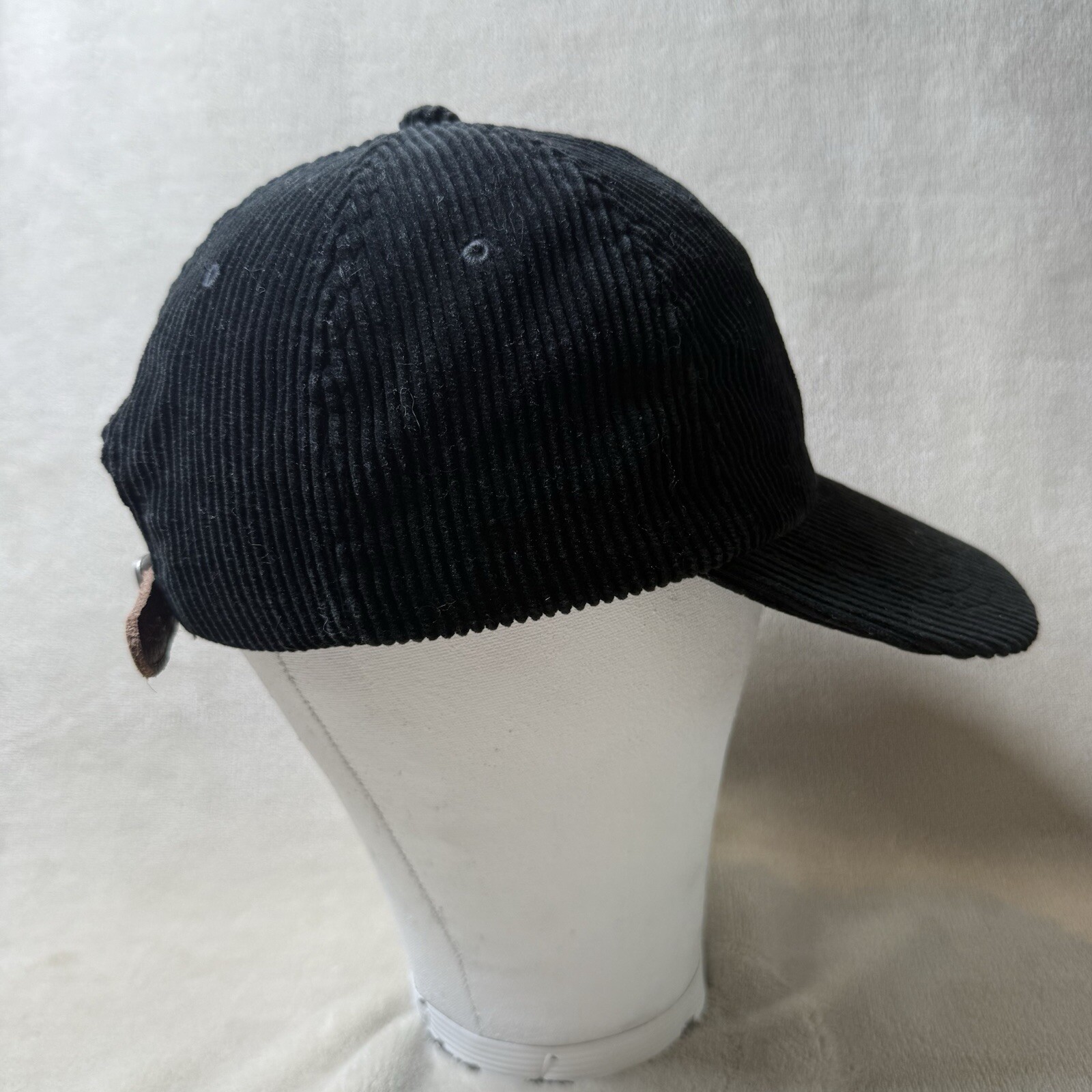 Cappello vintage Polo Ralph Lauren uomo nero velluto a coste pelle cinturino posteriore pony casual