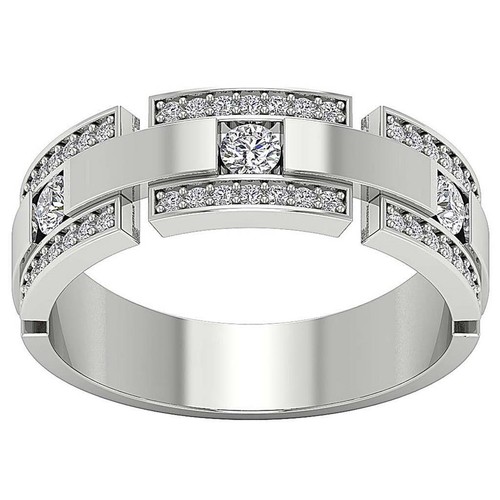 VS1 E 0.85 Carat Genuine Diamond 18K Solid Gold Designer Engagement Men's Ring - Picture 4 of 11
