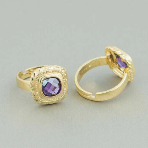 Anelli di bigiotteria d'argento di pietra principale ametista