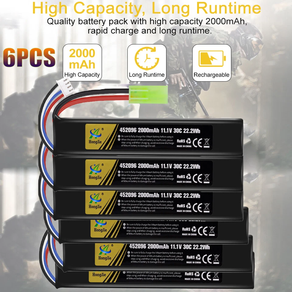 2000mAh 11,1V Airsoft Batterie 30C Hobby LiPo Akku mit Mini Tamiya Stecker NEW - Bild 3 von 4