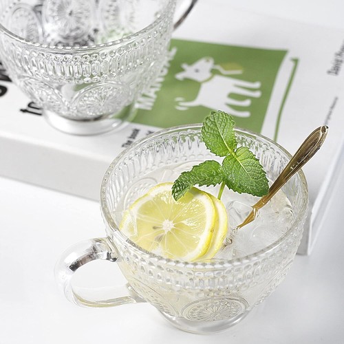Vintage Glass Coffee Tea Mugs(Set of 4)-Wide Mouth-16 Oz-Large Coffee Tea Cups,C - Picture 4 of 11